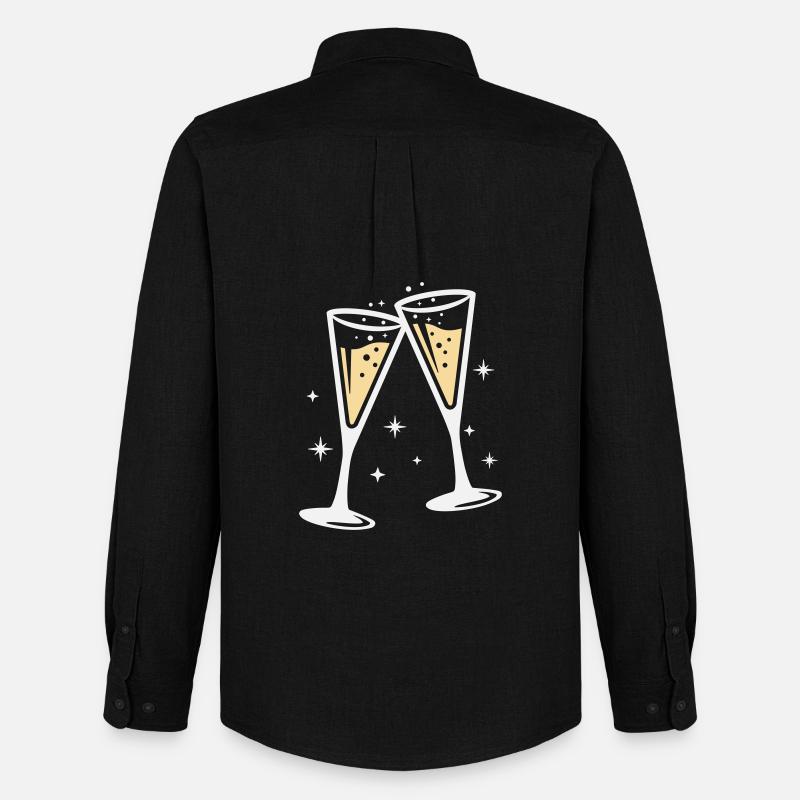 Sektglas Prosecco Sekt Alkohol Prost - Men's Oxford Shirt by Stanley/Stella - black
