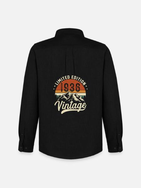1936 Vintage Retro fødselsdagsgave - Oxfordskjorte herre Stanley/Stella - sort