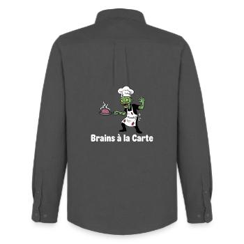 Zombie Chef Brains à la Carte Design - Men's Oxford Shirt by Stanley/Stella - anthracite - Back - AI Model Male 185 dark (185cm)