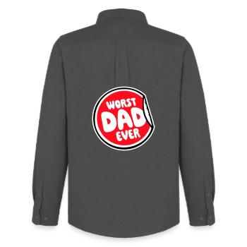 Worst Dad Ever Funny Sarcastic Father's Day Dad - Men's Oxford Shirt by Stanley/Stella - anthracite - Back - AI Model Male 185 dark (185cm)