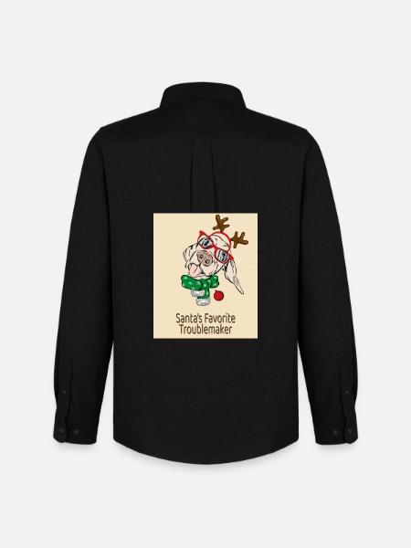 Santa's Favorite Troublemaker – Funny Dog - Men's Oxford Shirt by Stanley/Stella - black