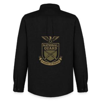 Army Veteran National Guard Veteran in - Men's Oxford Shirt by Stanley/Stella - black - Back - AI Model Male 185 dark (185cm)