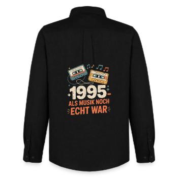 1995 Nostalgie Cassette - Chemise Oxford homme Stanley/Stella - noir - Dos - AI Model Male 185 dark (185cm)