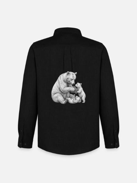 Ours et ses petits  - Chemise Oxford homme Stanley/Stella - noir
