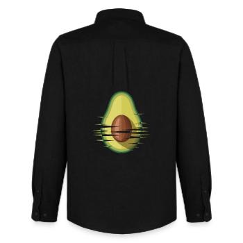 Avocado Glitch Grafik - Männer Oxford Hemd von Stanley/Stella - Schwarz - Hinten - AI Model Male 185 dark (185cm)
