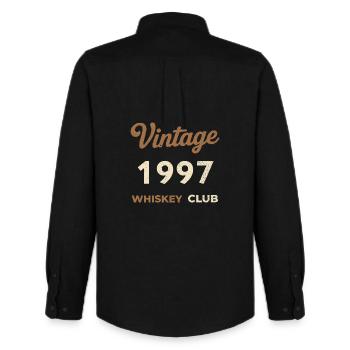 Vintage 1997 – Whiskey Club Retro Birth Year - Men's Oxford Shirt by Stanley/Stella - black - Back - AI Model Male 185 dark (185cm)