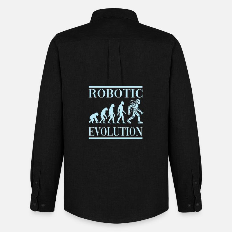 Robot Evolution Progress Human Future - Men's Oxford Shirt by Stanley/Stella - black