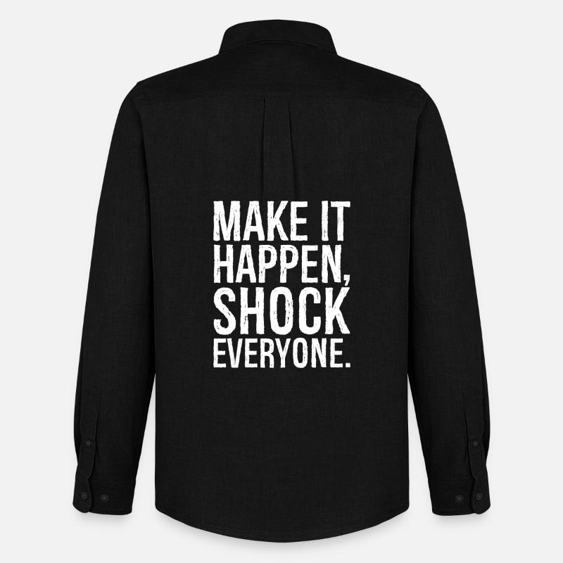 make it happen shock everyone  - Männer Oxford Hemd von Stanley/Stella - Schwarz