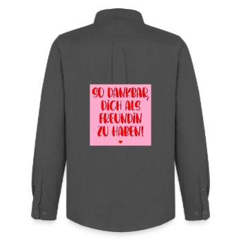 DANKBAR FREUNDSCHAFT HERZ - Männer Oxford Hemd von Stanley/Stella - Anthrazit - Hinten - AI Model Male 185 dark (185cm)