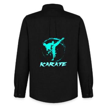 Karate - Men's Oxford Shirt by Stanley/Stella - black - Back - AI Model Male 185 dark (185cm)