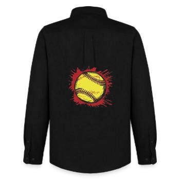 Softball - Männer Oxford Hemd von Stanley/Stella - Schwarz - Hinten - AI Model Male 185 dark (185cm)