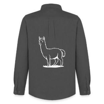Alpaka T-shirt Geschenk  - Männer Oxford Hemd von Stanley/Stella - Anthrazit - Hinten - AI Model Male 185 dark (185cm)