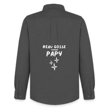 Beau gosse comme Papy - Chemise Oxford homme Stanley/Stella - charbon - Dos - AI Model Male 185 dark (185cm)