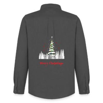 Glitzer Weihnachtsbaum Schnee - Weihnachtsgeschenk - Männer Oxford Hemd von Stanley/Stella - Anthrazit - Hinten - AI Model Male 185 dark (185cm)