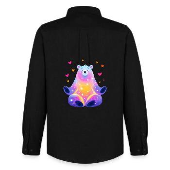 Regenbogen Bär - Männer Oxford Hemd von Stanley/Stella - Schwarz - Hinten - AI Model Male 185 dark (185cm)