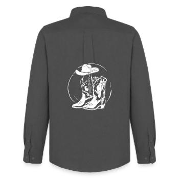 Western Lineart Bottes Chapeau - Chemise Oxford homme Stanley/Stella - charbon - Dos - AI Model Male 185 dark (185cm)