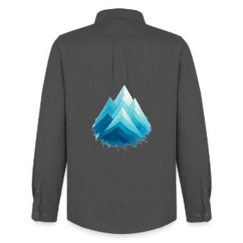 Sommets enneigés bleus aquarelle ski freeride - Chemise Oxford homme Stanley/Stella - charbon - Dos - AI Model Male 185 dark (185cm)