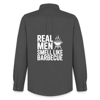 Echte Männer riechen nach Barbecue - Männer Oxford Hemd von Stanley/Stella - Anthrazit - Hinten - AI Model Male 185 dark (185cm)
