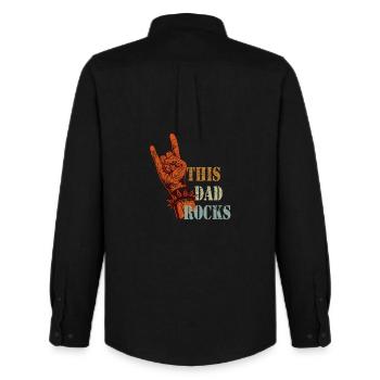 Graphique de design Dad Rock - Cadeau Rocker - Chemise Oxford homme Stanley/Stella - noir - Dos - AI Model Male 185 dark (185cm)
