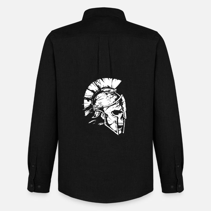 Spartanischer Kriegerhelm Silhouette - Männer Oxford Hemd von Stanley/Stella - Schwarz