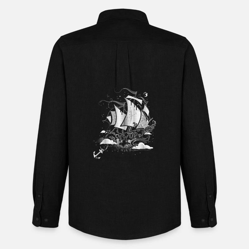 Fantastisches Segelschiff  Retro-Illustrationsstil - Männer Oxford Hemd von Stanley/Stella - Schwarz