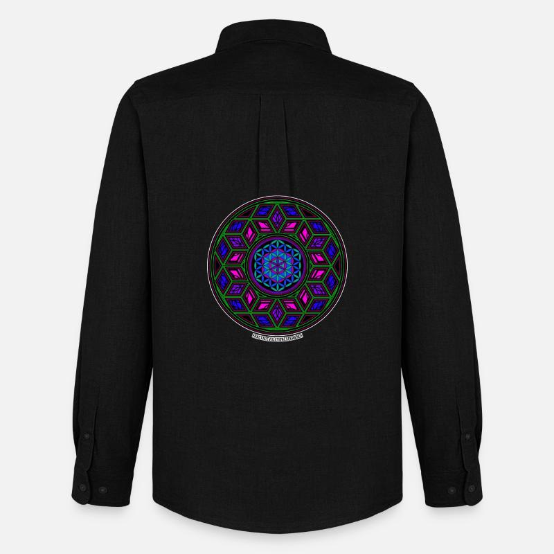 Fractal Evolution Experience Kaleidoskop Mandala - Männer Oxford Hemd von Stanley/Stella - Schwarz