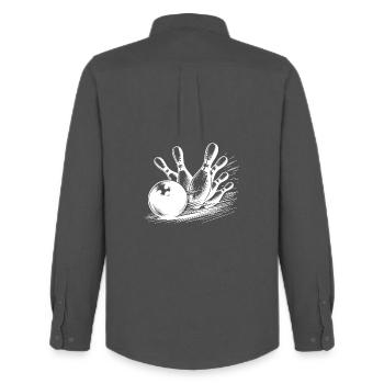 Lancer de boules de bowling dynamique sur des quilles - Chemise Oxford homme Stanley/Stella - charbon - Dos - AI Model Male 185 dark (185cm)