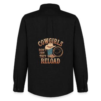 Western Girls Humor - Men's Oxford Shirt by Stanley/Stella - black - Back - AI Model Male 185 dark (185cm)