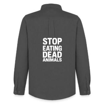 Stops the consumption of dead animals - Men's Oxford Shirt by Stanley/Stella - anthracite - Back - AI Model Male 185 dark (185cm)