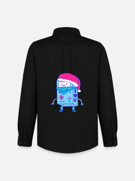 Kawaii Christmas Robot Santa Bot - Men's Oxford Shirt by Stanley/Stella - black