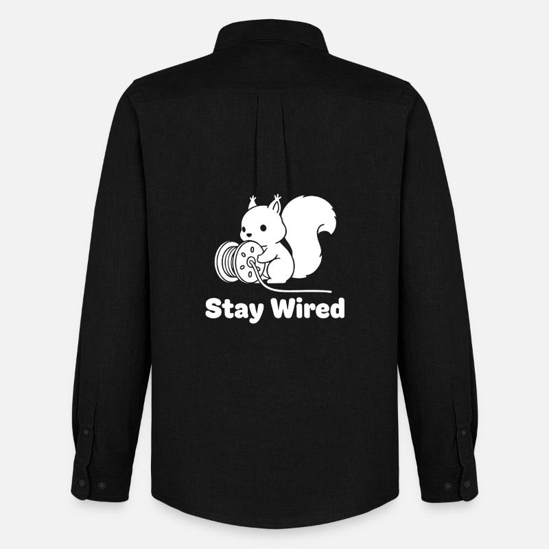 Stay Wired Eichhörnchen - Männer Oxford Hemd von Stanley/Stella - Schwarz