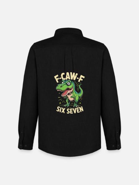 F-Caw-F Six Seven Dino - Men's Oxford Shirt by Stanley/Stella - black