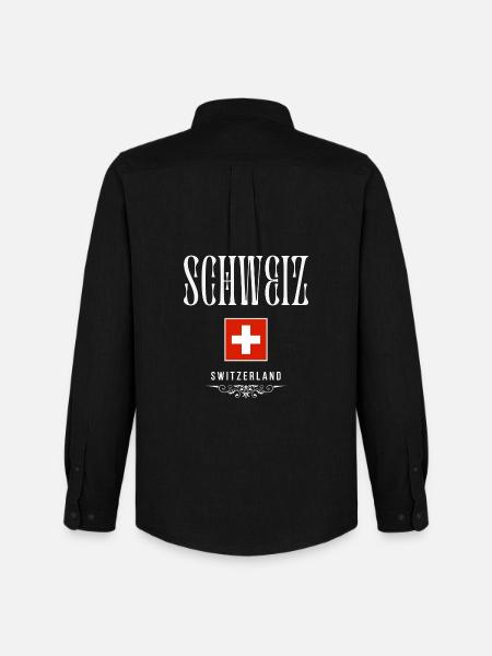 Swiss flag, made in Switzerland - Men's Oxford Shirt by Stanley/Stella - black