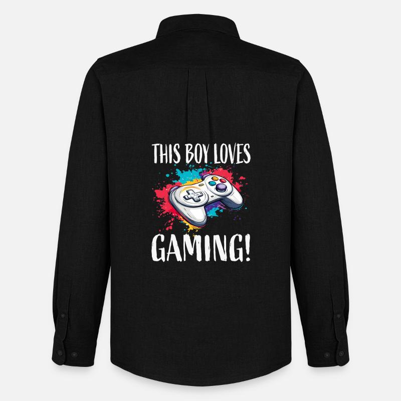 Dieser Junge liebt Gaming - Männer Oxford Hemd von Stanley/Stella - Schwarz