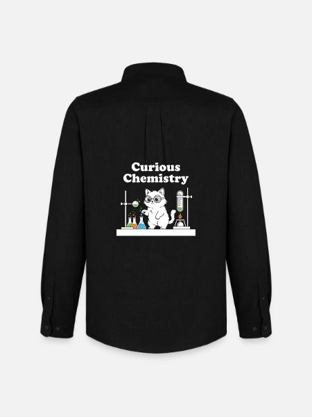 Curious Chemistry Cat - Men's Oxford Shirt by Stanley/Stella - black