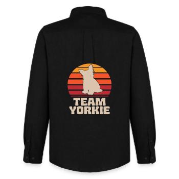 Team Yorkie Retro Yorkshire Terrier - Men's Oxford Shirt by Stanley/Stella - black - Back - AI Model Male 185 dark (185cm)