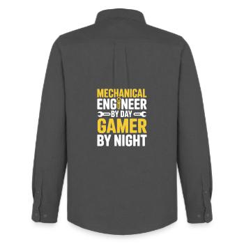 Mechanical Engineer by Day Gamer by Night - Men's Oxford Shirt by Stanley/Stella - anthracite - Back - AI Model Male 185 dark (185cm)