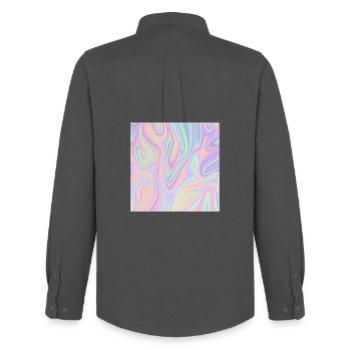 Iridescent Abstract Liquid Pastel Pattern - Men's Oxford Shirt by Stanley/Stella - anthracite - Back - AI Model Male 185 dark (185cm)