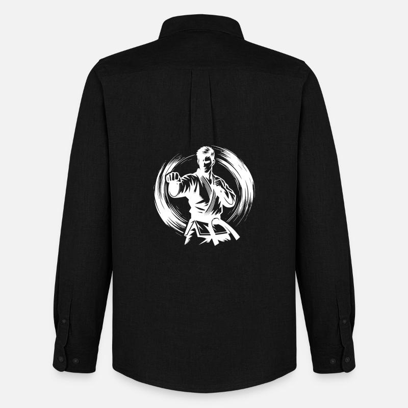 Dynamische Kampfpose Perfekte Karate Silhouette - Männer Oxford Hemd von Stanley/Stella - Schwarz