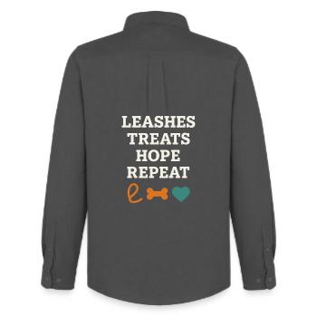 Adoption Day Pet Rescue Shelter - Men's Oxford Shirt by Stanley/Stella - anthracite - Back - AI Model Male 185 dark (185cm)
