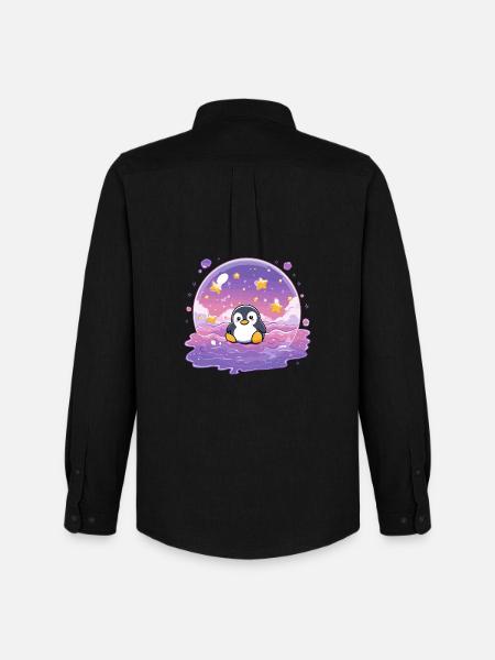 Pinguin im Sternensiegel - Männer Oxford Hemd von Stanley/Stella - Schwarz