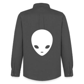 Cosmic Alien Silhouette Minimal - Men's Oxford Shirt by Stanley/Stella - anthracite - Back - AI Model Male 185 dark (185cm)