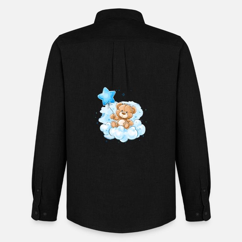 Teddy auf Wolken Ballon - Männer Oxford Hemd von Stanley/Stella - Schwarz