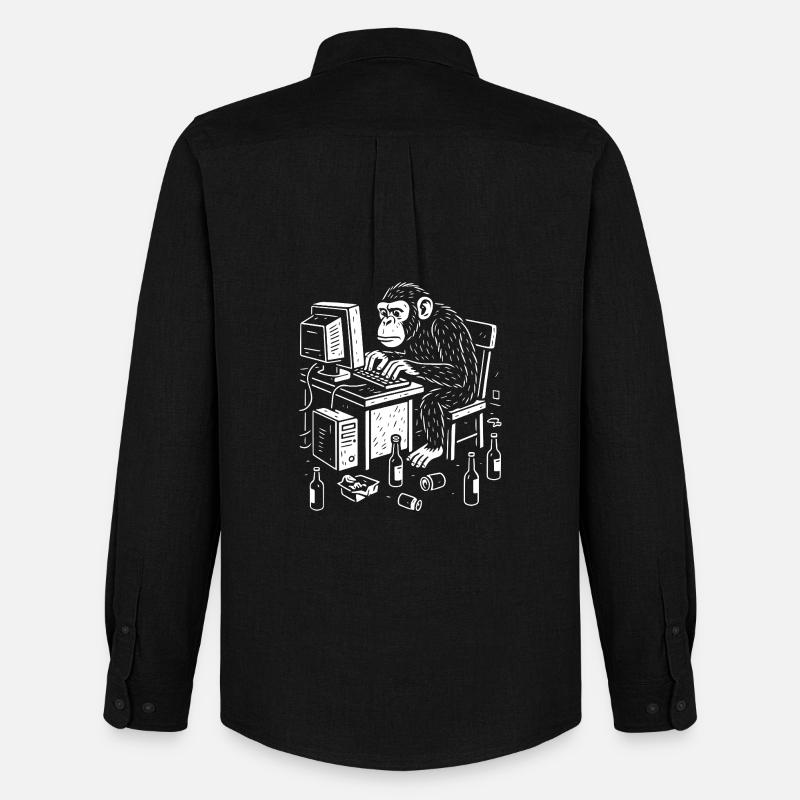 Deskbound Monkey Coder - Men's Oxford Shirt by Stanley/Stella - black