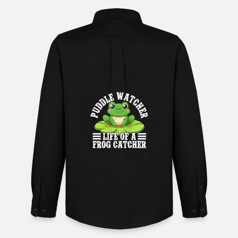 Frog Catcher Puddle Watcher Frog - Männer Oxford Hemd von Stanley/Stella - Schwarz