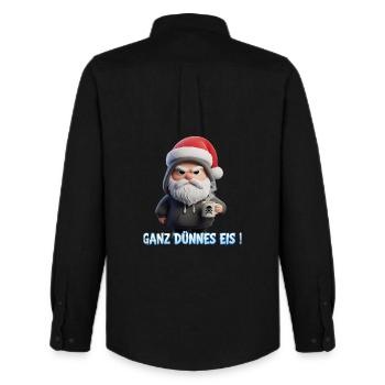 Funny Santa with coffee and tired look - Men's Oxford Shirt by Stanley/Stella - black - Back - AI Model Male 185 dark (185cm)