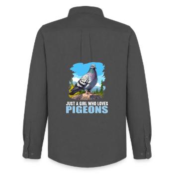 Pigeons Pigeon - Chemise Oxford homme Stanley/Stella - charbon - Dos - AI Model Male 185 dark (185cm)