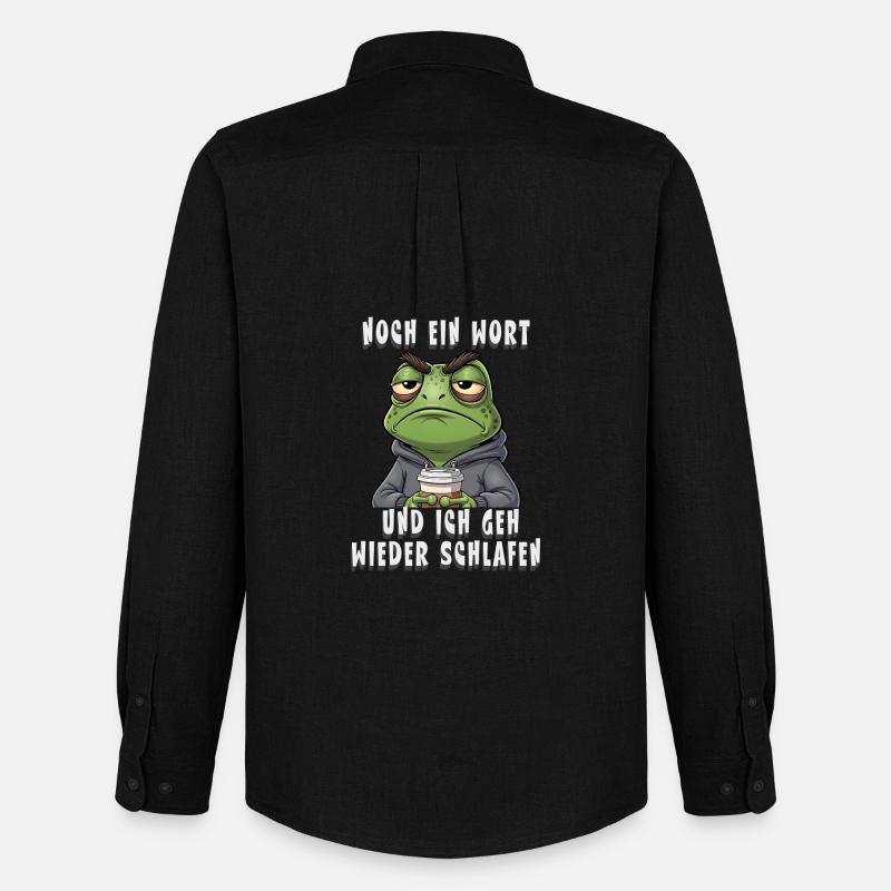 Genervter Frosch Kaffee Müdigkeit - Männer Oxford Hemd von Stanley/Stella - Schwarz