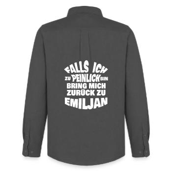 Jungesellenabschied E - Männer Oxford Hemd von Stanley/Stella - Anthrazit - Hinten - AI Model Male 185 dark (185cm)