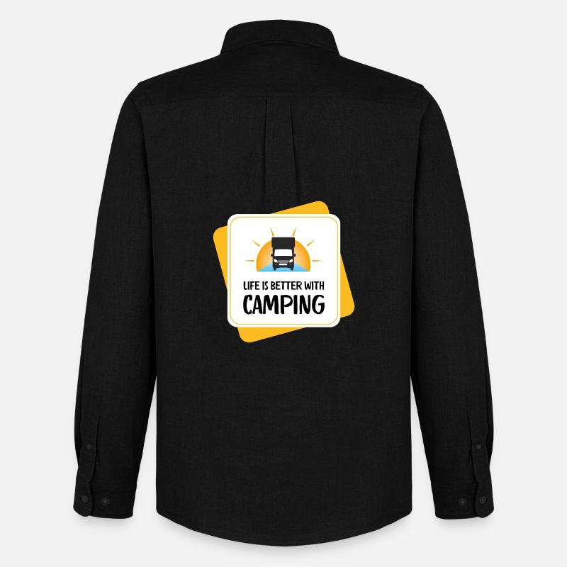 Life Is Better with Camping – Design - Männer Oxford Hemd von Stanley/Stella - Schwarz